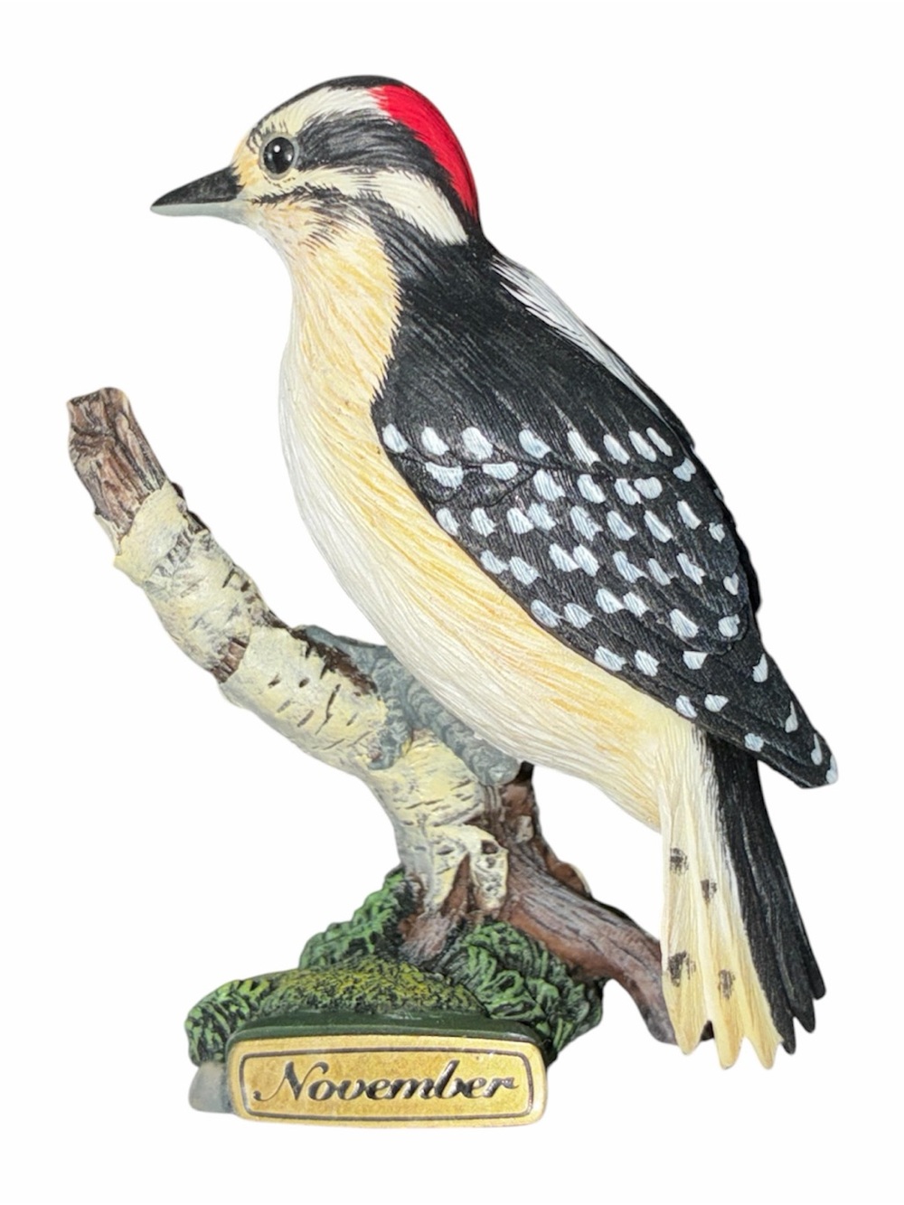 Danbury Mint November Downy Woodpecker Backyard Birds Calendar Figurine